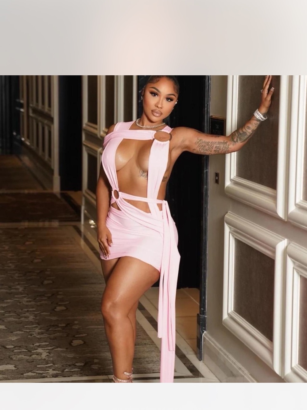 Sexy Pink Cutout Mini Dress